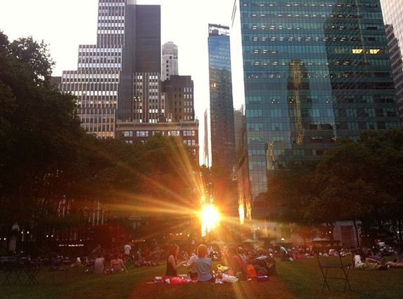 Runner Up - Ani Tomasic reads at Bryant Park while the sun sets.